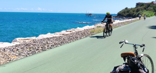 bike path with sea on left and bike in forefront