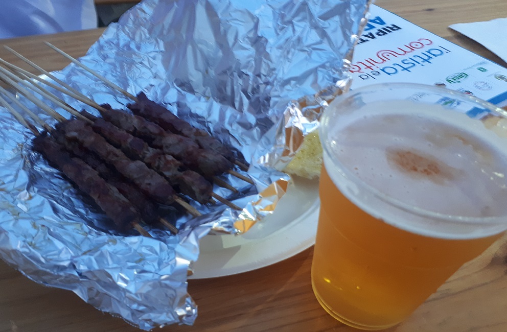 Arrosticini and glass of beer