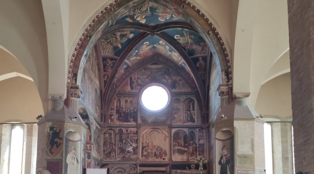 Rose window and altar Atri cathedral