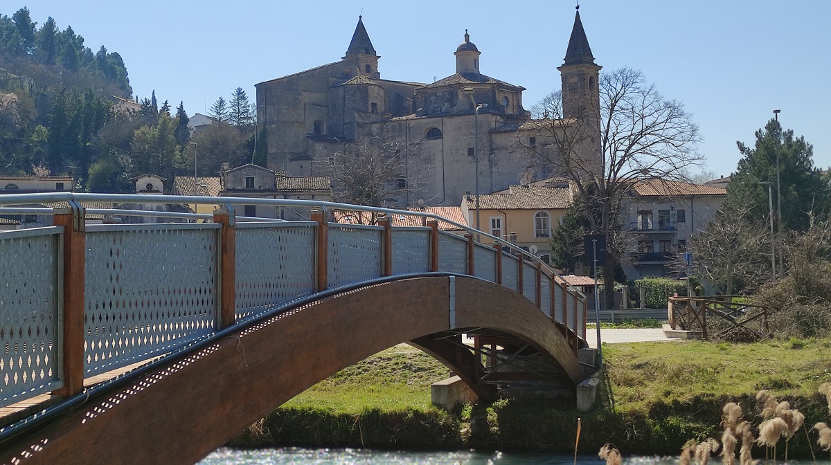 View of town from bridge over the river