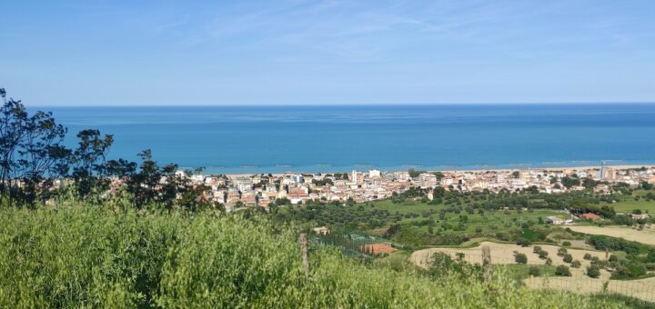 view of Roseto and sea from above
