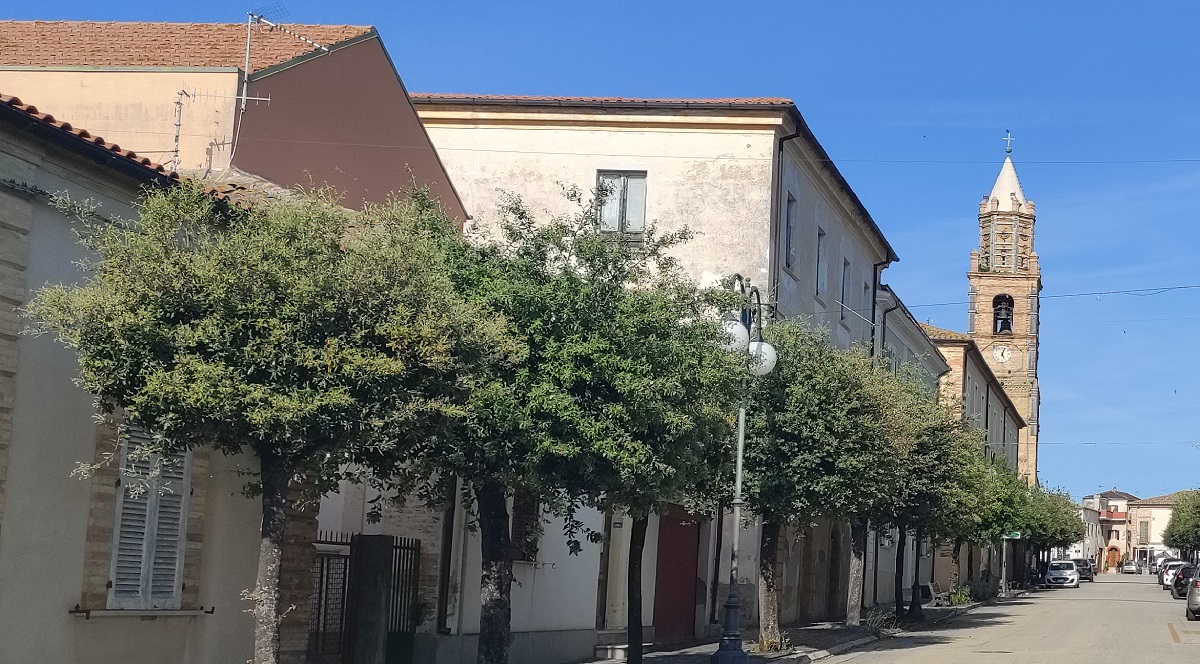 Montepagano's bell tower and main street