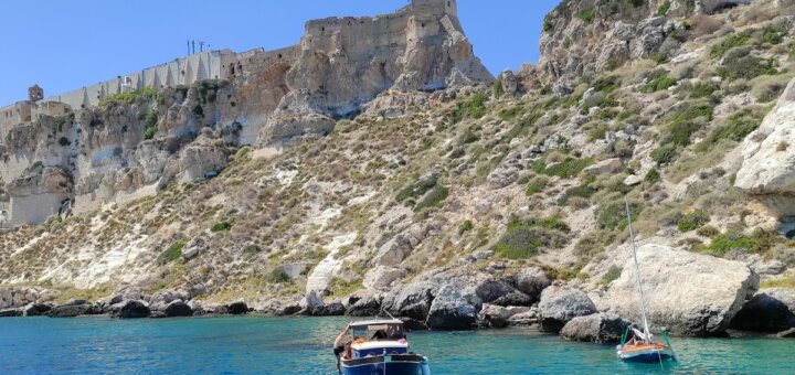 coastline of Tremiti islands and boat