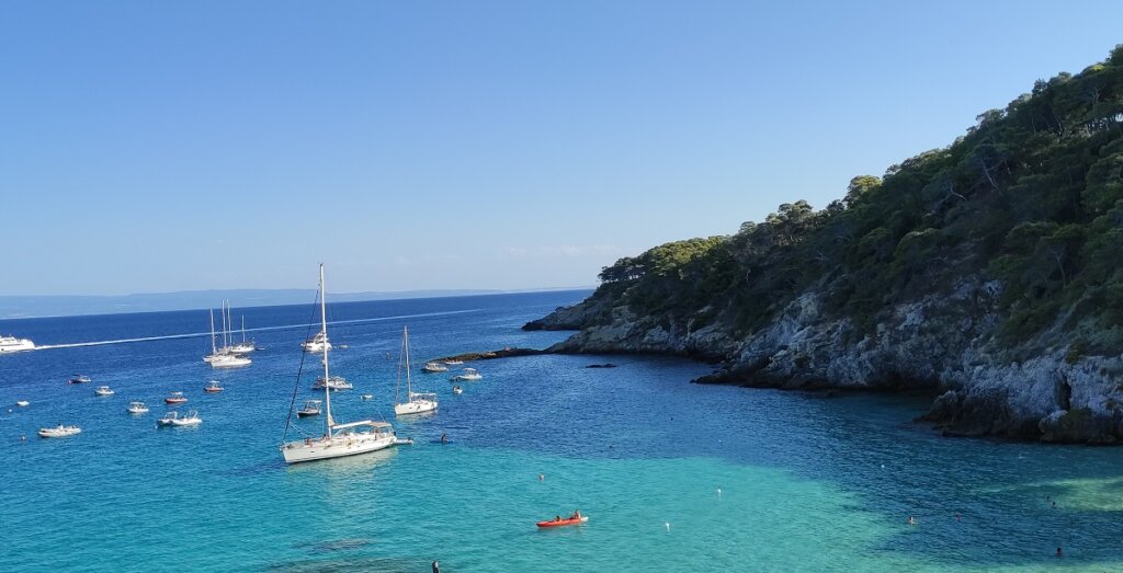 Cove with yachts at the Isole Tremiti