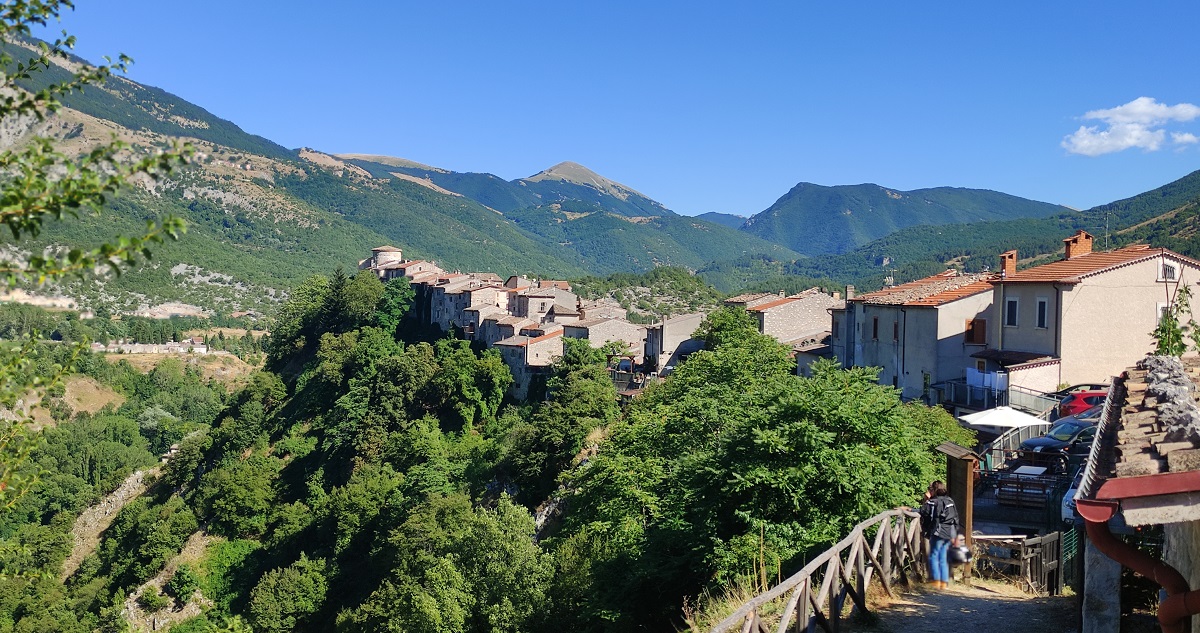 Villalago and mountains beyond