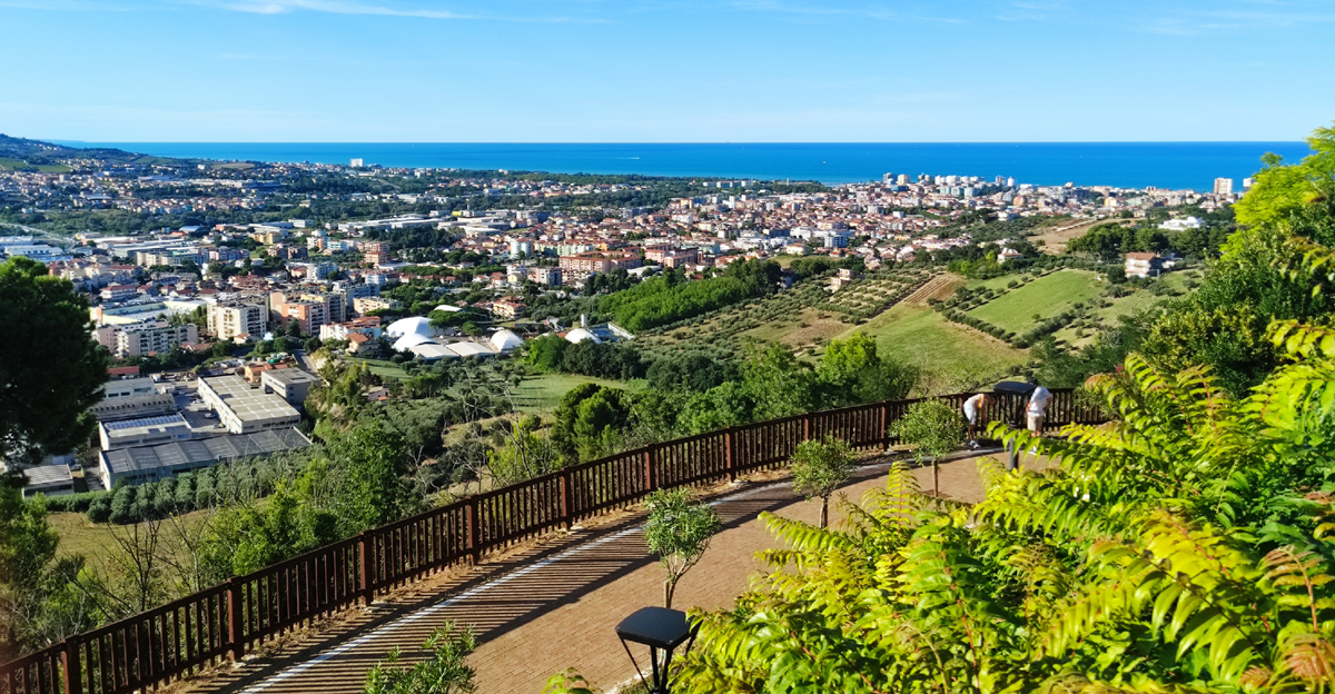 Urban sprawl of Montesilvano and sea beyond from Colle